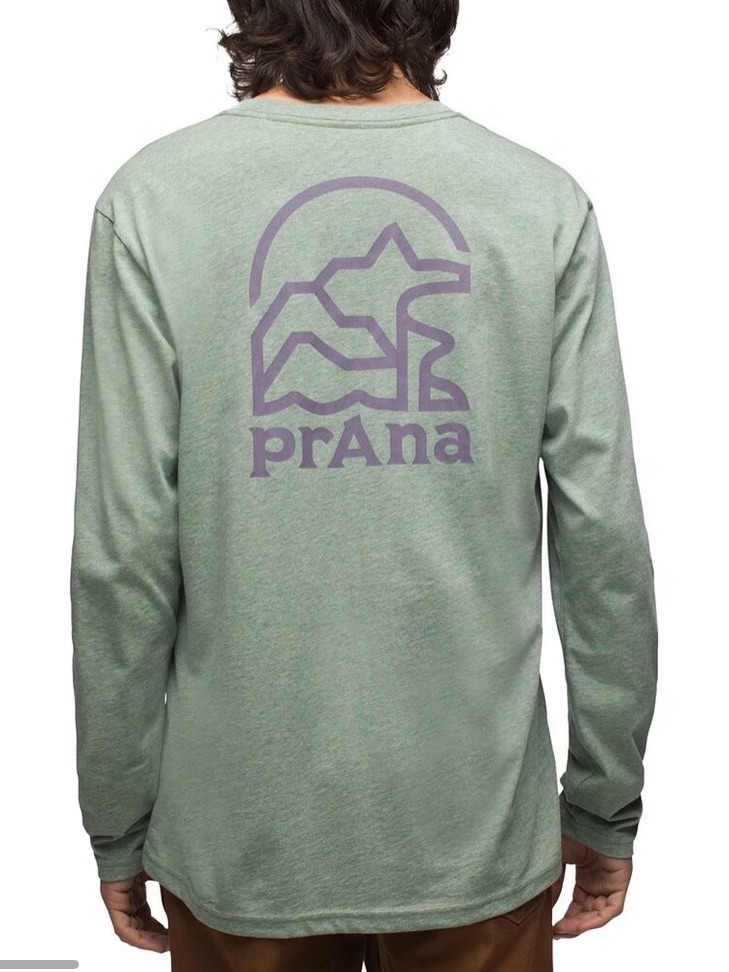 Prana Graphic Green Basic Soft Comfy Long-Sleeve Outdoor Hiking Men’s Large